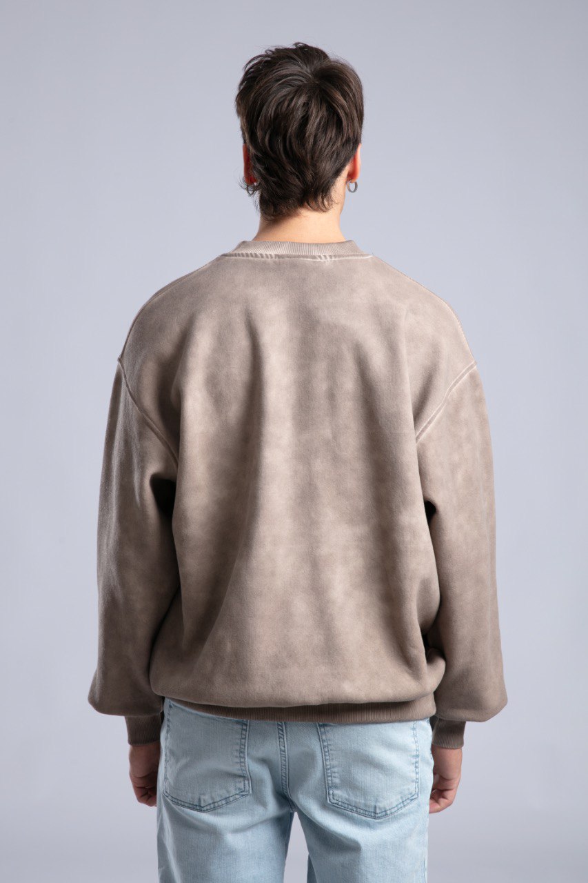 Vintage Washed Crewneck Sweatshirt - Oversized Pullover with Logo