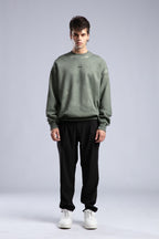 Vintage Washed Crewneck Sweatshirt - Oversized Pullover with Logo