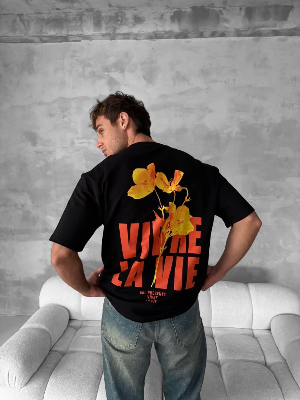 Vivre La Vie Floral Graphic Cotton Tee.