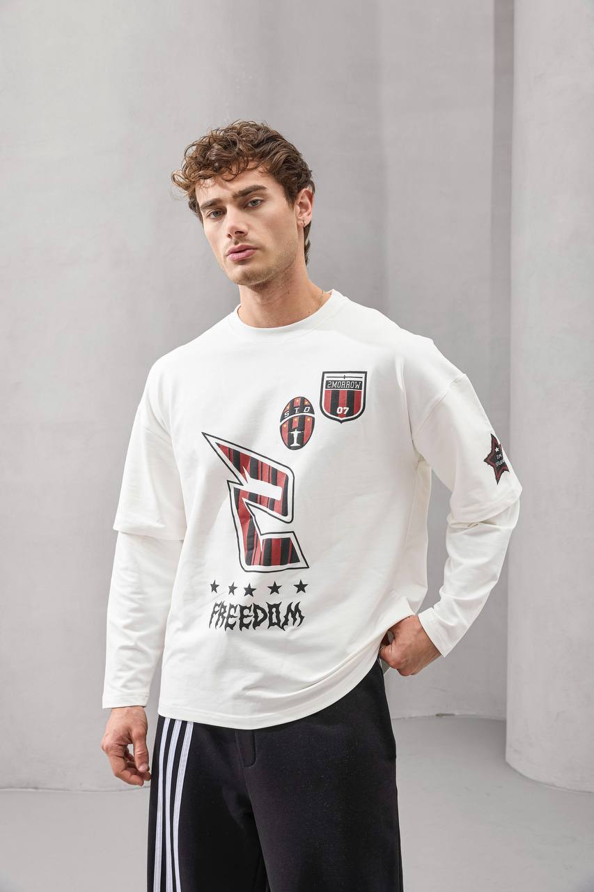 Y2K Layered Sleeve Graphic Tee