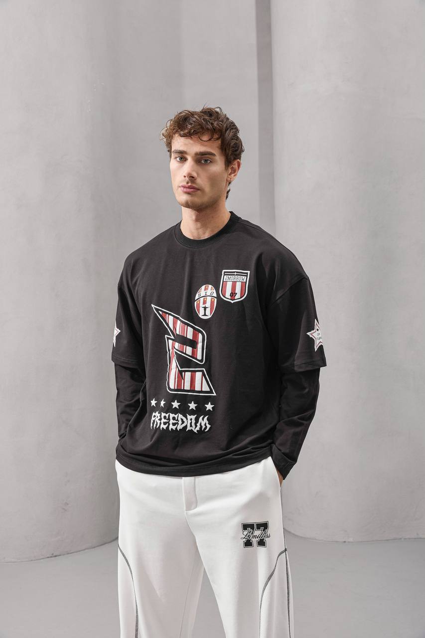 Y2K Layered Sleeve Graphic Tee