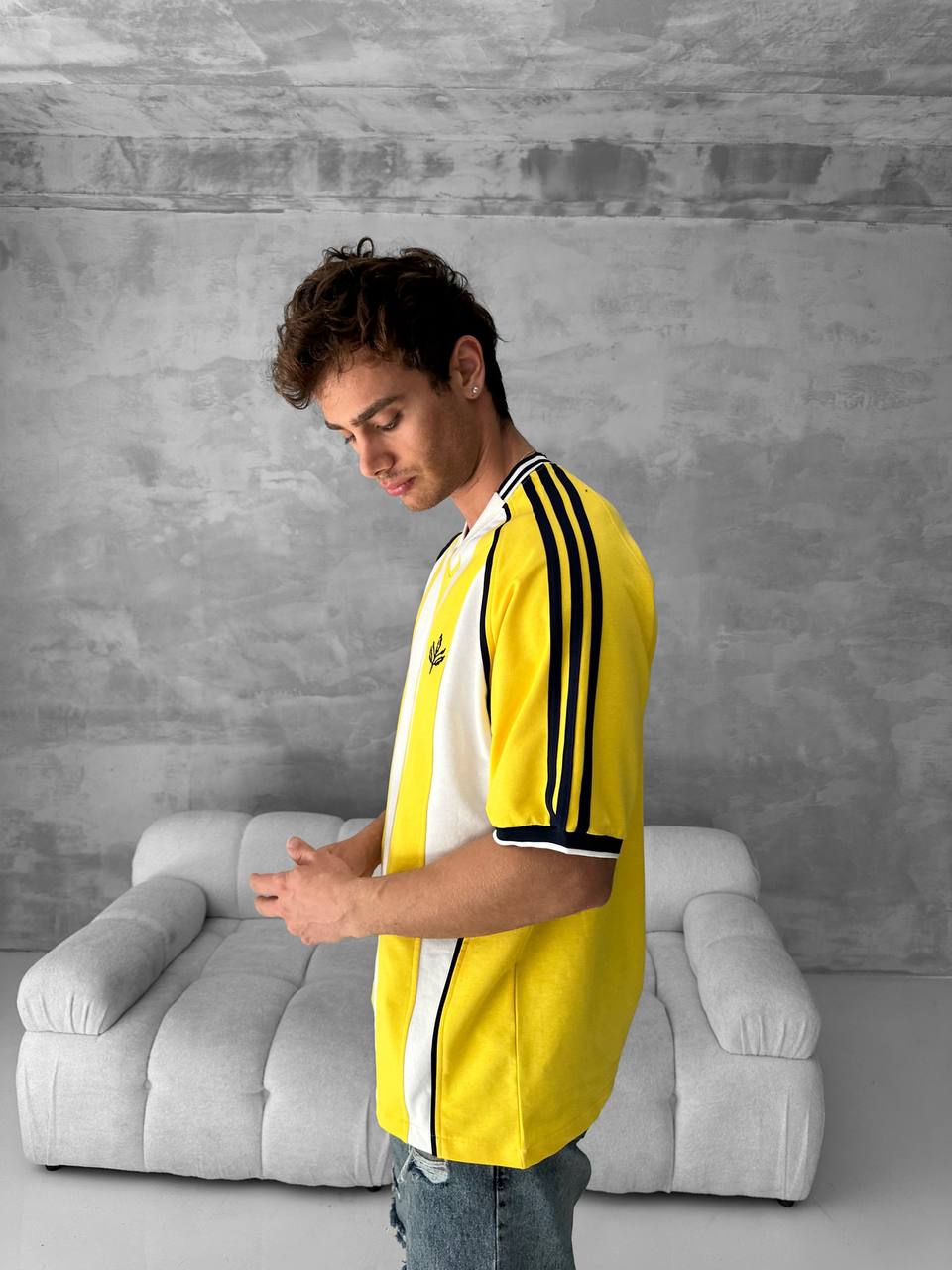 Yellow Black Striped Cotton T-Shirt / Jersey Style Sporty Tee