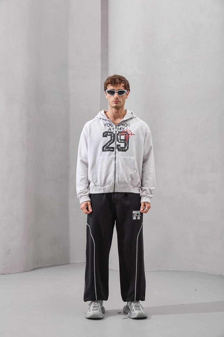 “You Shot at My 29” Graphic Zip-Up Hoodie