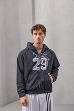 “You Shot at My 29” Graphic Zip-Up Hoodie