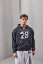 “You Shot at My 29” Graphic Zip-Up Hoodie