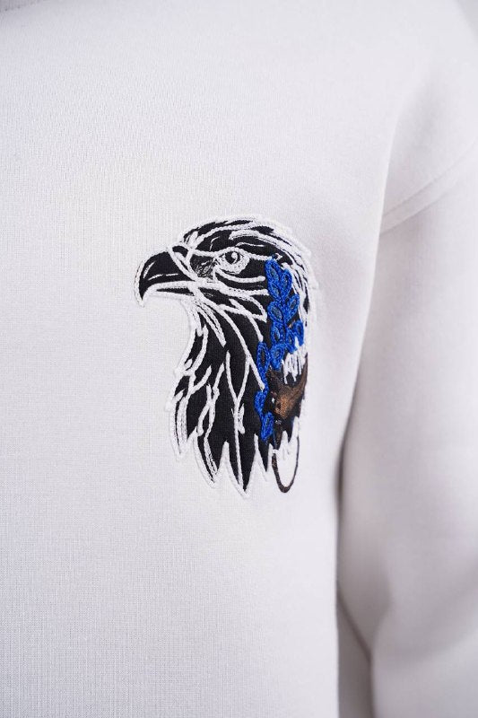 Blue Eagle Wings Graphic Oversized Hoodie in Cream - detail