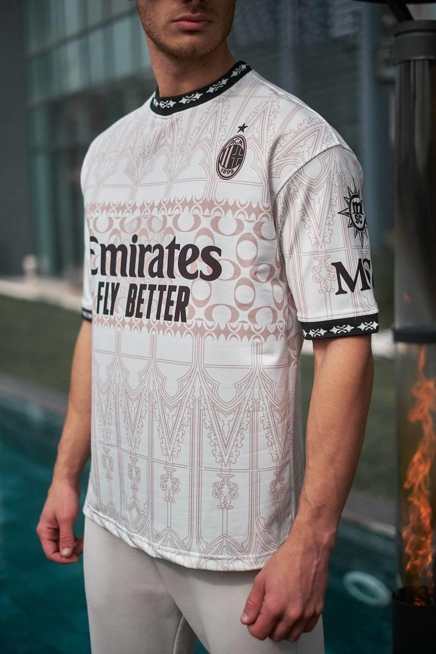 AC Milan Oversized T-shirt with Ribbed Detail.