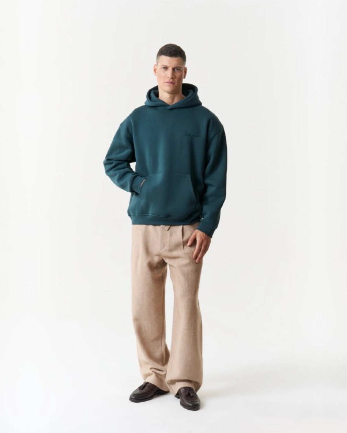 Arabic Letter Mim Calligraphy Oversized Hoodie in green, photo 1