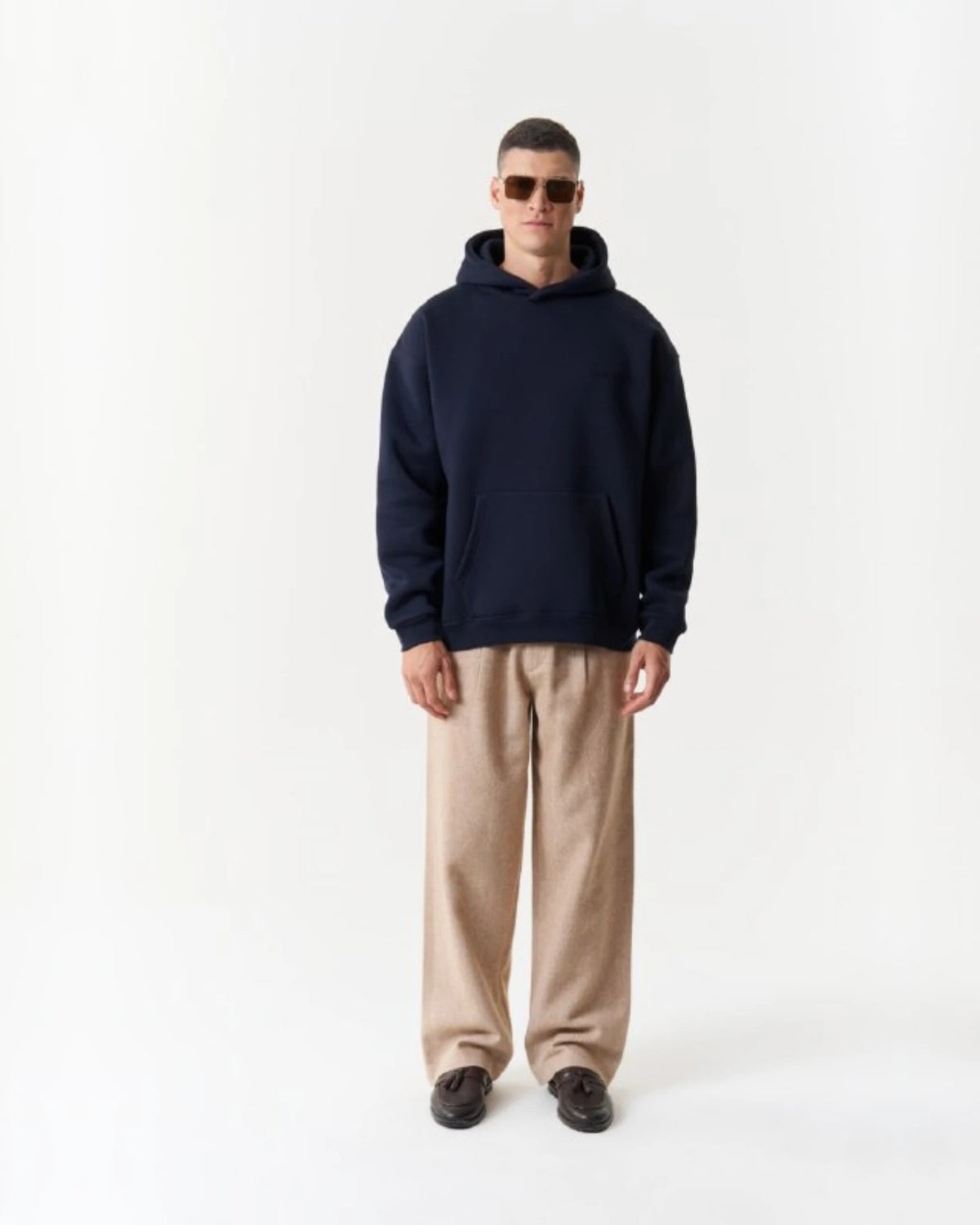 Arabic Letter Mim Calligraphy Oversized Hoodie in navy, photo 1