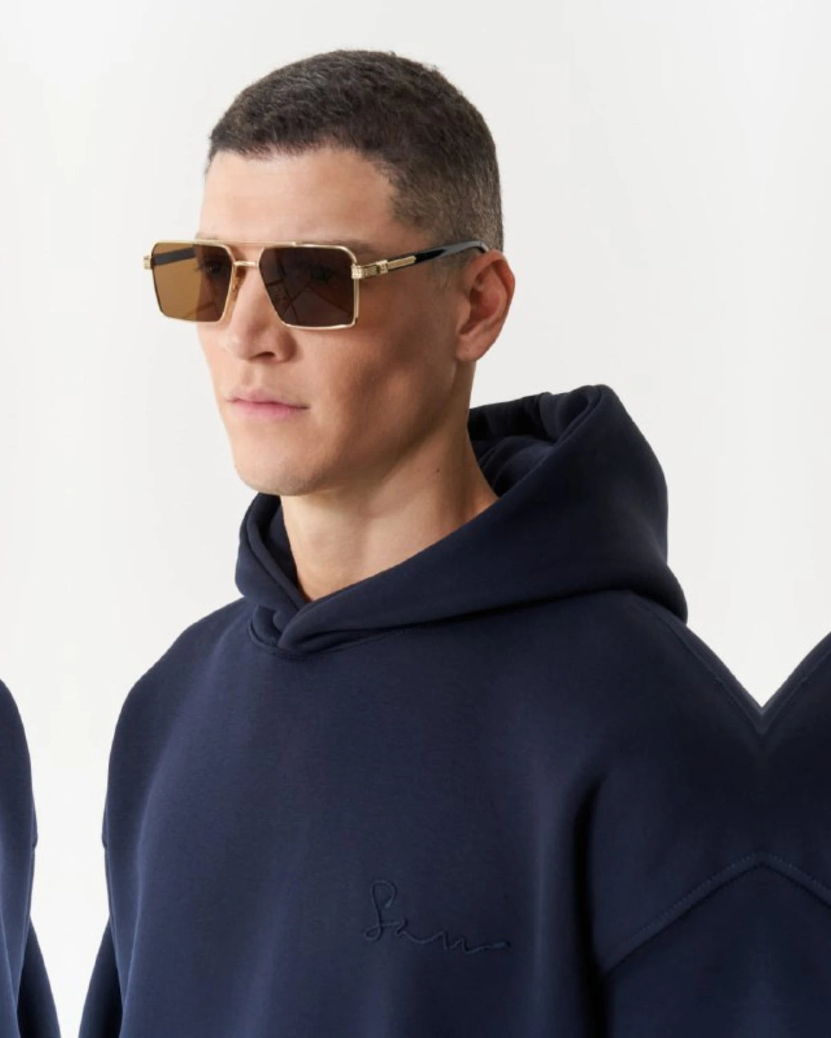 Arabic Letter Mim Calligraphy Oversized Hoodie in navy, photo 2