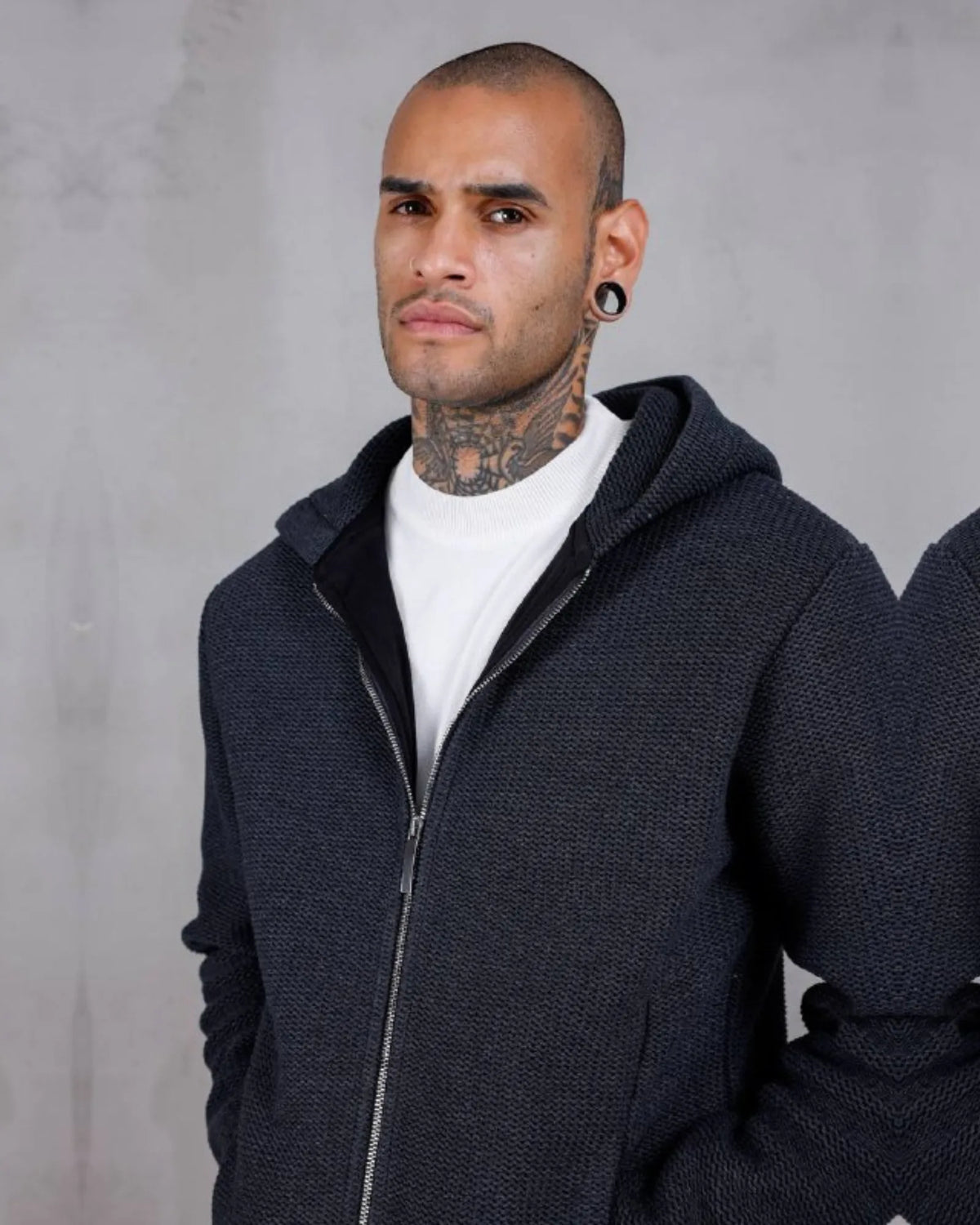 Armor Knit Hooded Zip Jacket in anthracite, photo 1