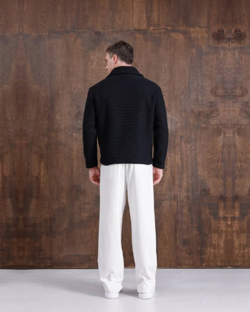 Armor Knit Shirt Collar Zip Sweatshirt in black, photo 2