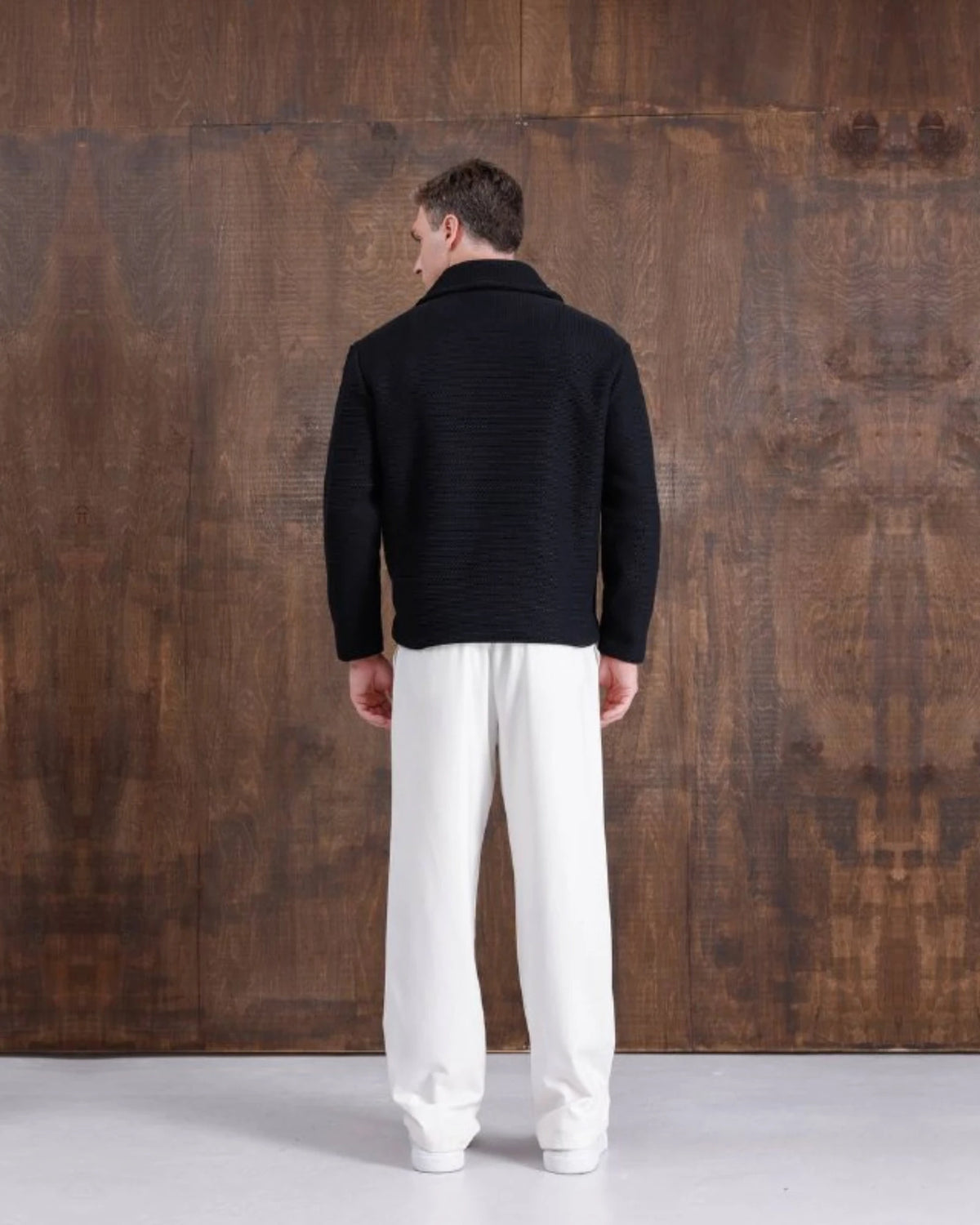 Armor Knit Shirt Collar Zip Sweatshirt in black, photo 2