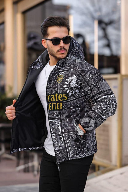 Arsenal Printed Puffer Jacket - Unisex Parachute Fabric - Regular Fit