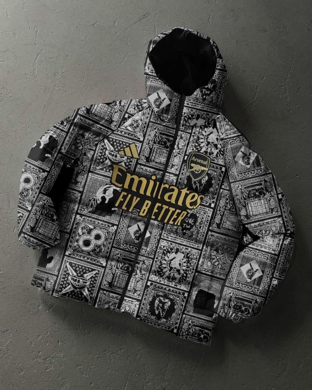 Arsenal Printed Puffer Jacket - Unisex Parachute Fabric - Regular Fit.