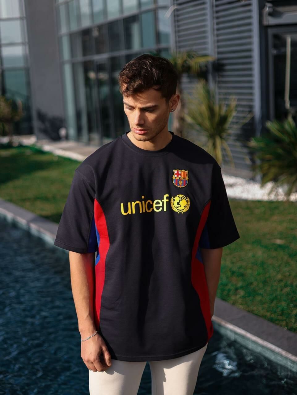 Barcelona Logo Oversized T-shirt with Iconic Detail