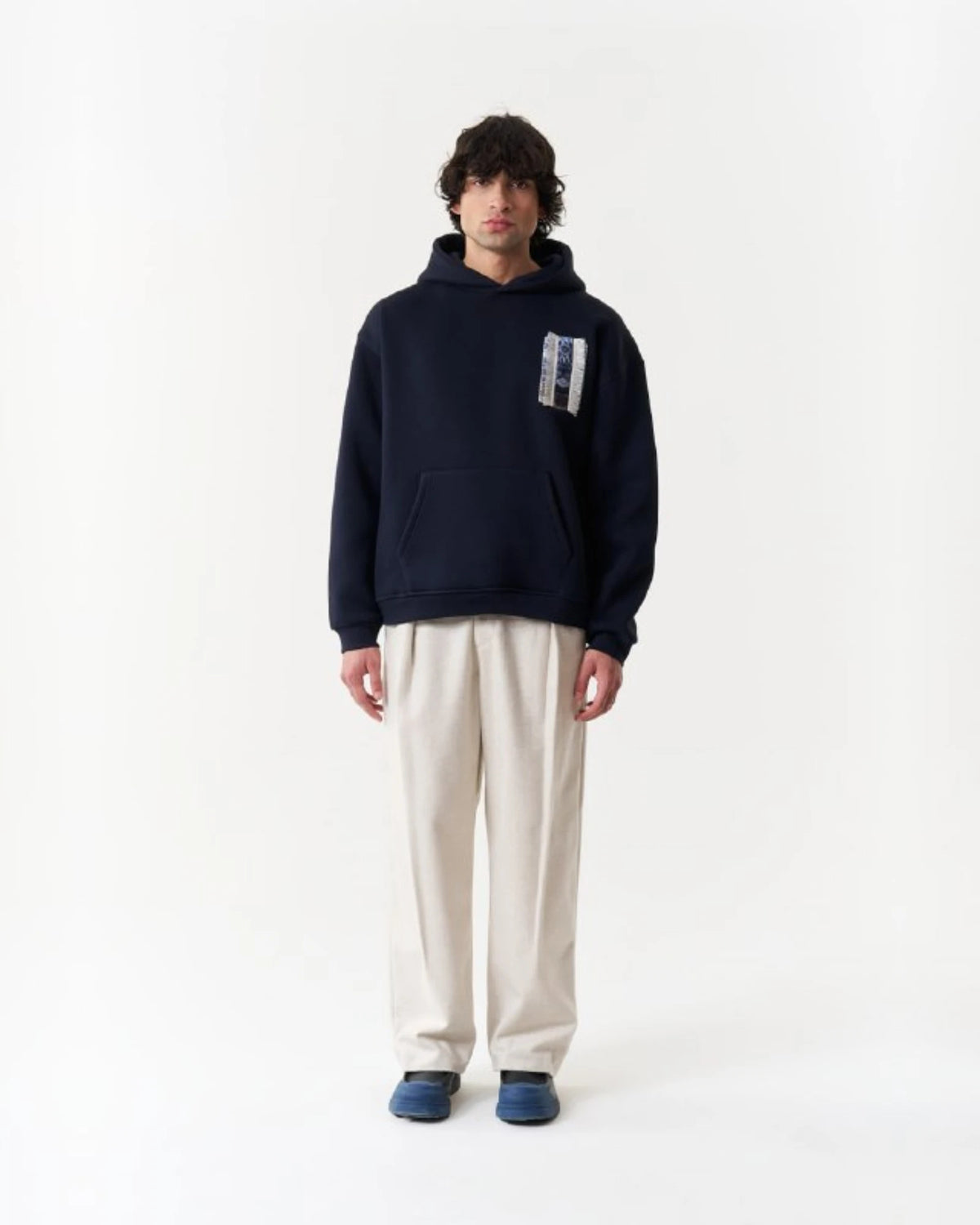 Blue Tile Art Oversized Hoodie in navy, photo 1