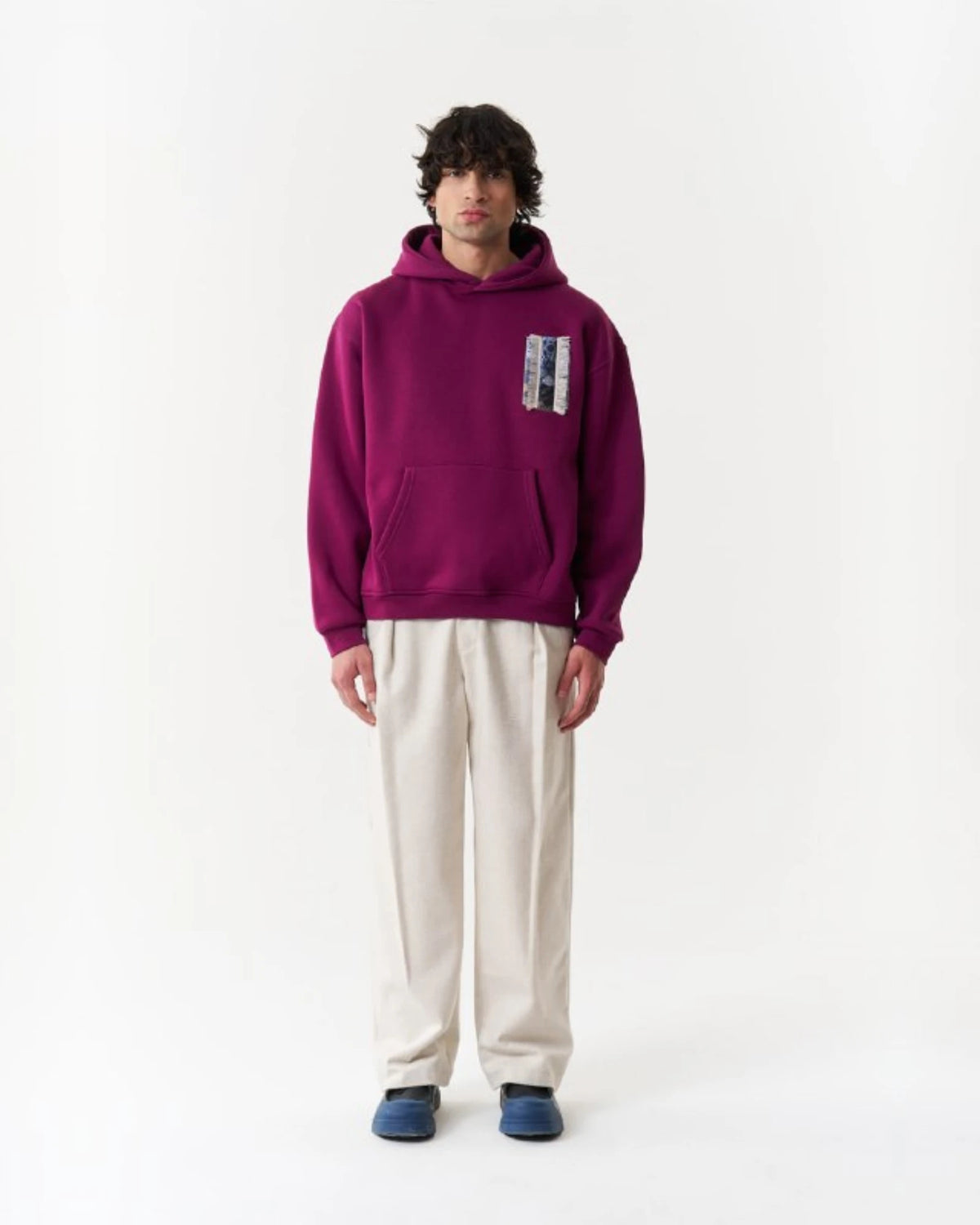 Blue Tile Art Oversized Hoodie in plum, photo 1