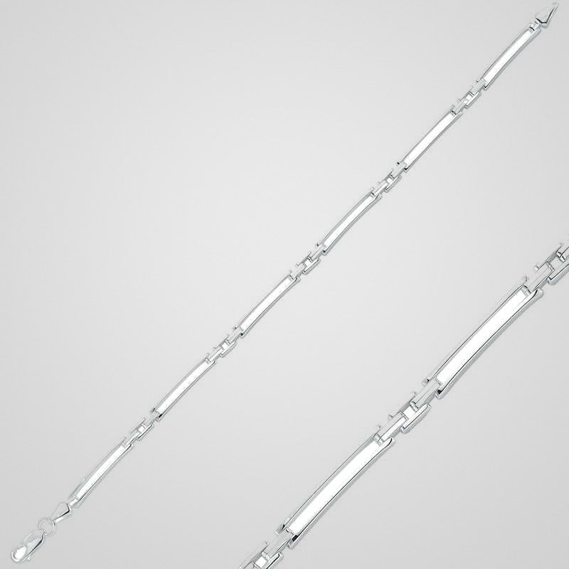 Men's slim 925 sterling silver bracelet with double-line links