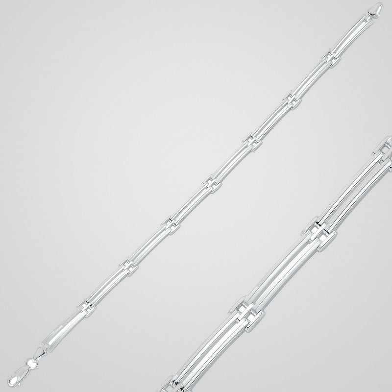 Men's 7 mm two-row 925 sterling silver link bracelet