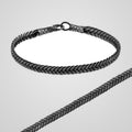 Men's 6 mm hand-knit kazaziye 925 sterling silver bracelet, oxidized
