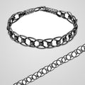 Men's oxidized 925 sterling silver link bracelet with hand-wrapped kazaziye links