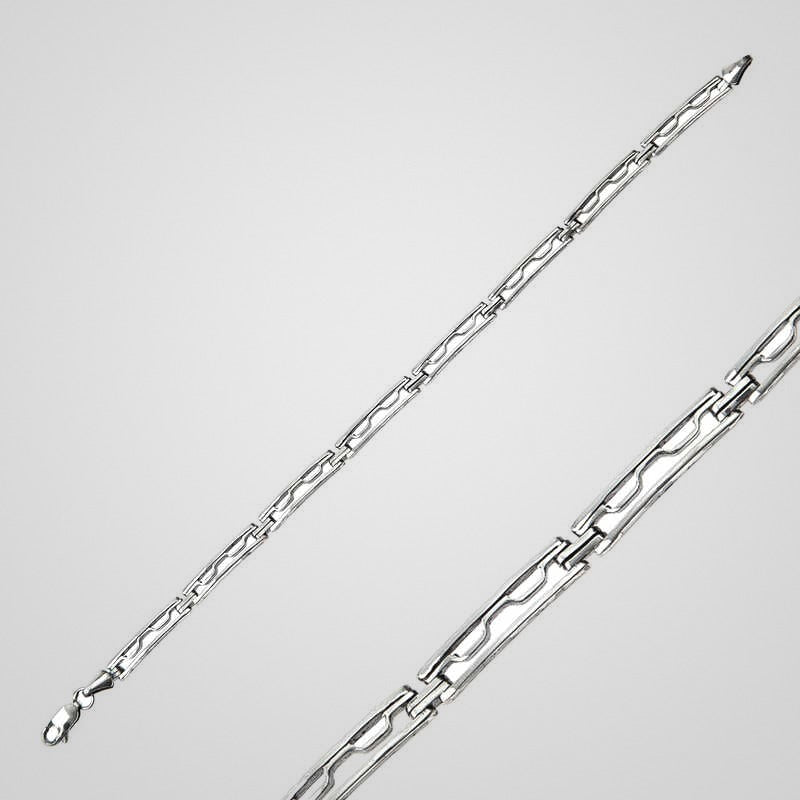 Men's 5 mm oxidized 925 sterling silver long link bracelet
