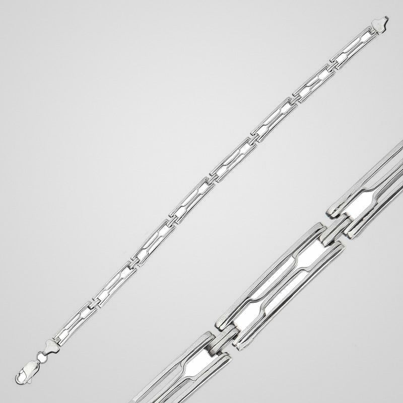 Men's 6 mm oxidized 925 sterling silver open link bracelet