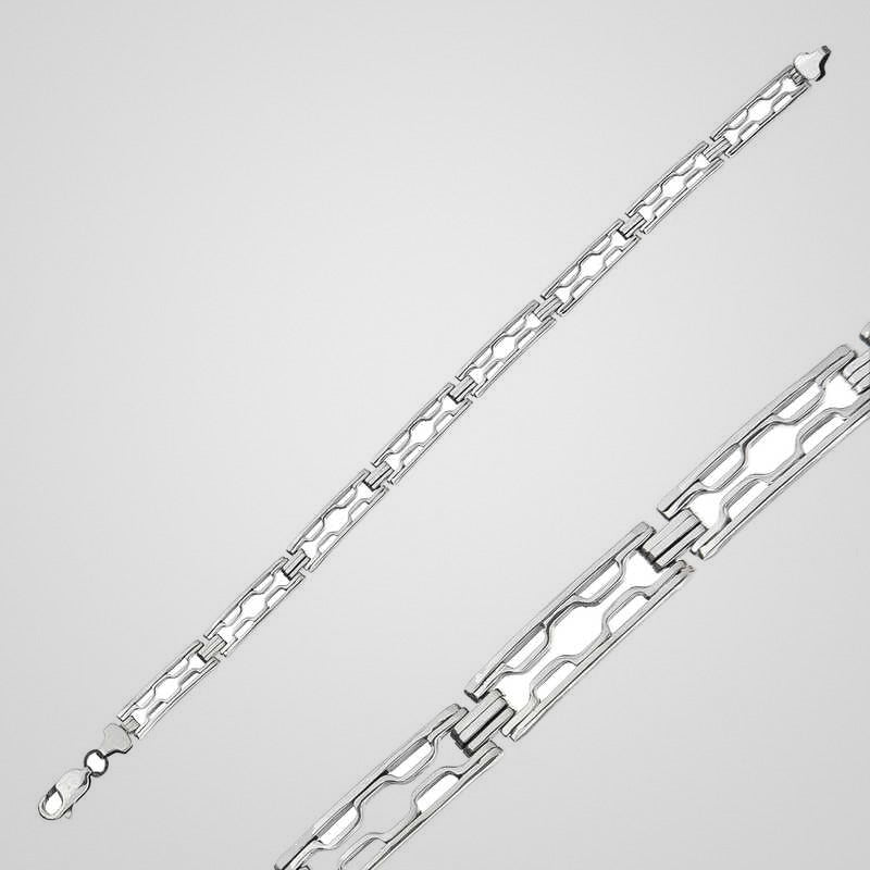 Men's 7 mm oxidized 925 sterling silver link bracelet