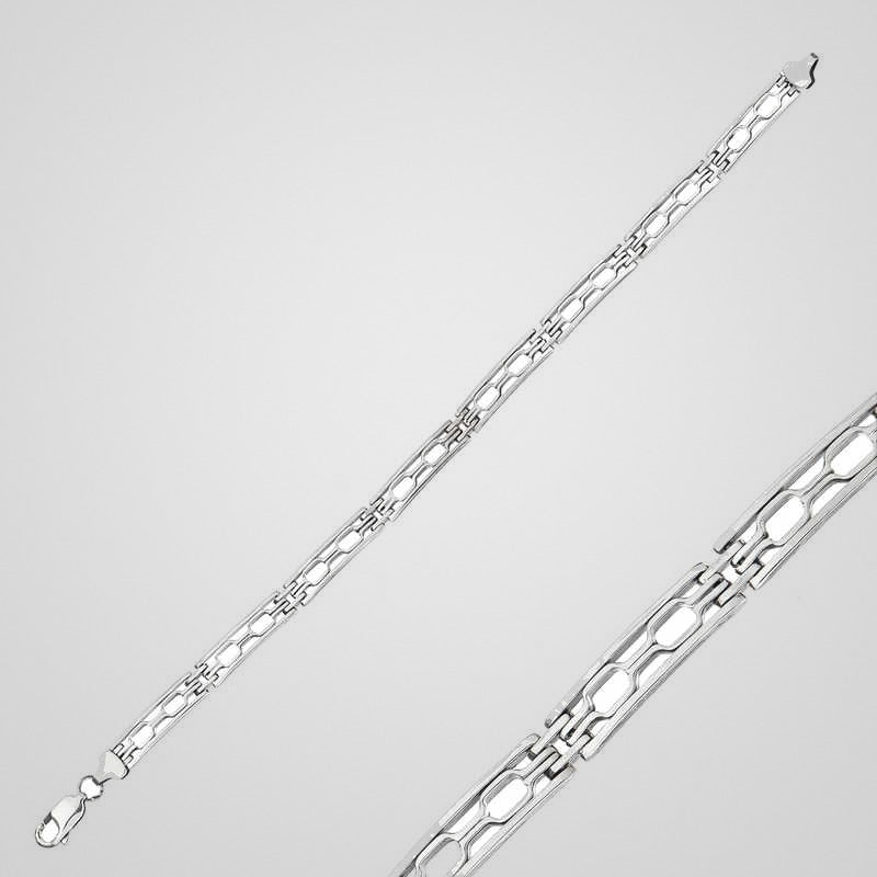 Men's 6 mm oxidized 925 sterling silver link bracelet