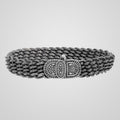 Men's 12 mm hand-woven oxidized 925 sterling silver mesh bracelet
