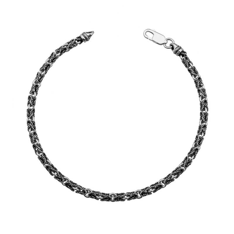 Men's 4 mm 925 sterling silver king chain bracelet, 21 cm