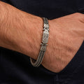 Men's heavy oxidized 925 sterling silver patterned bracelet