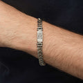 Men's hand-braided oxidized 925 sterling silver bracelet