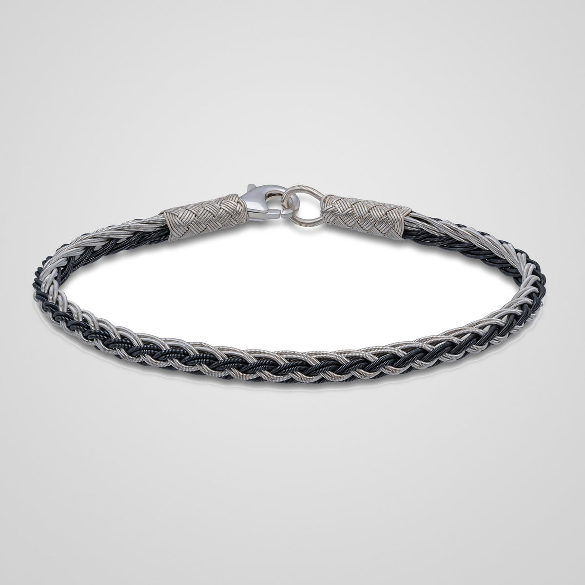 Men's two-tone braided kazaziye 925 sterling silver bracelet