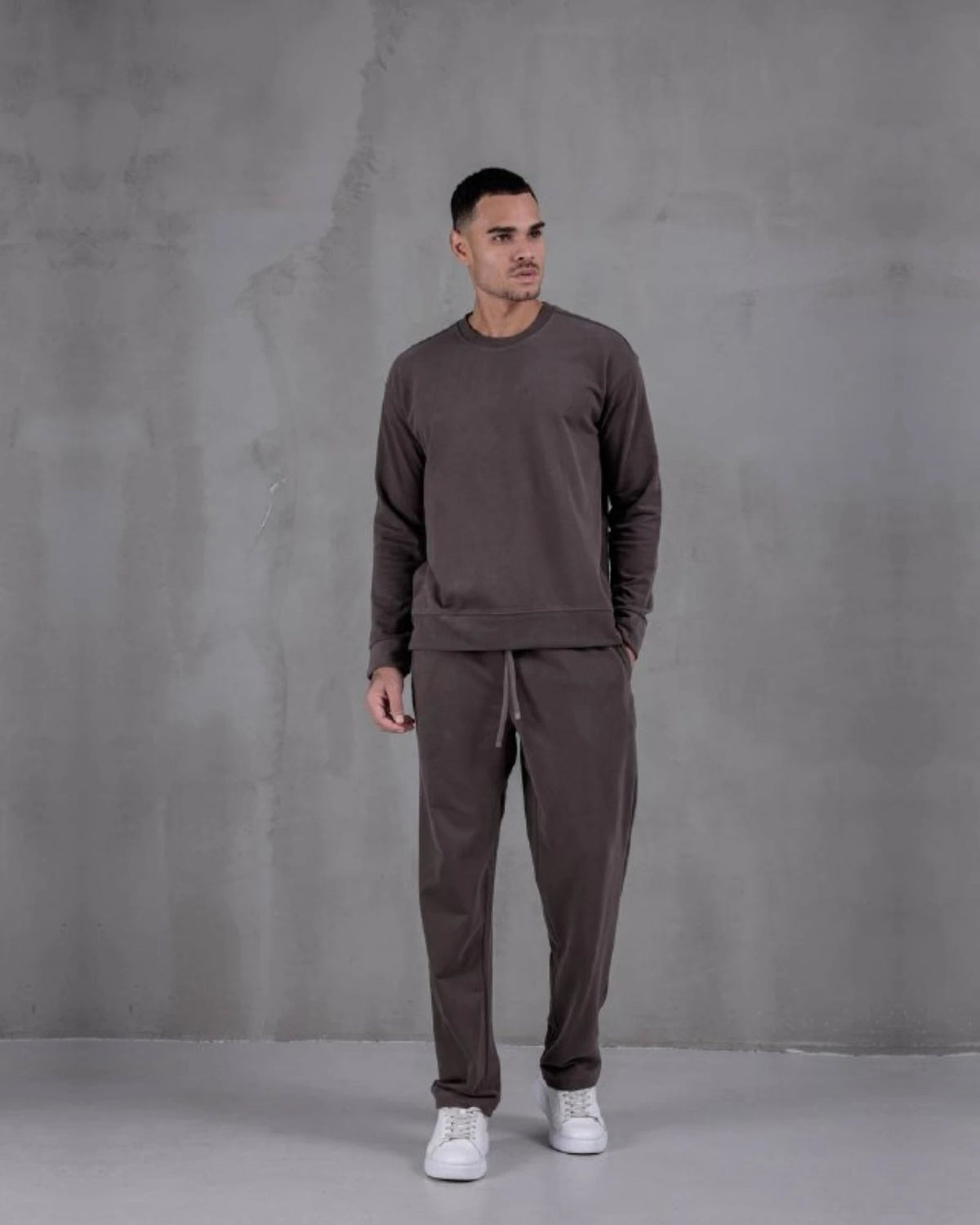 Brushed Diagonal Knit Baggy Jogger Pants in mink, photo 1