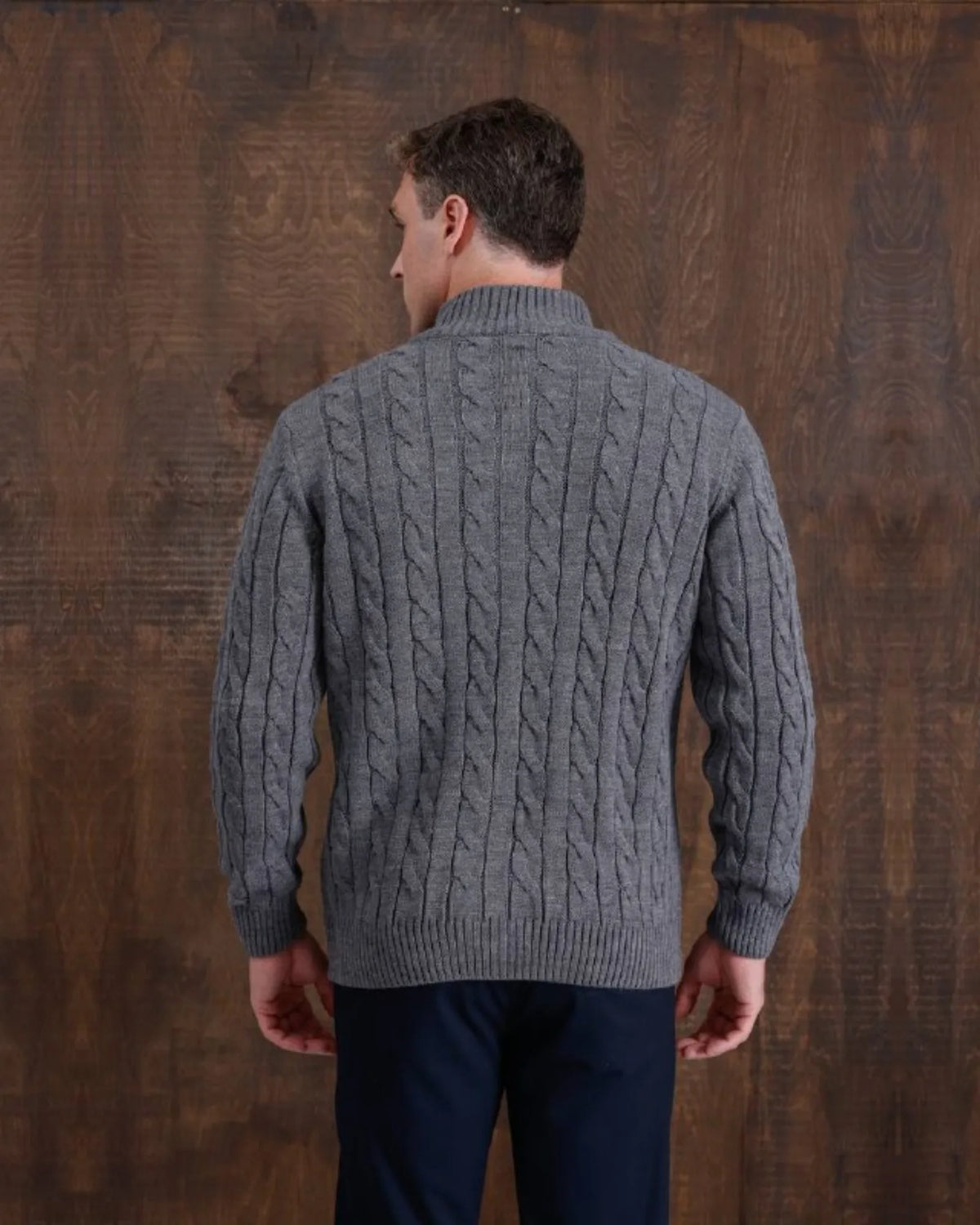 Cable Knit Zip Cardigan in gray, photo 2