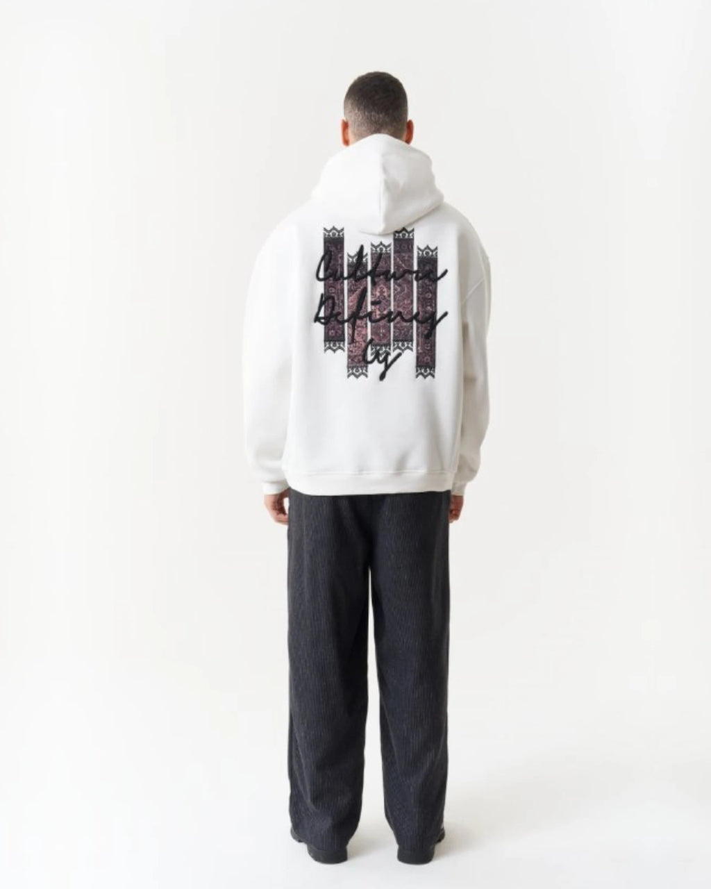 Castle Script Patch Oversized Hoodie in white, photo 3