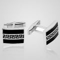 Men's rectangular 925 sterling silver Greek key cufflinks, pair