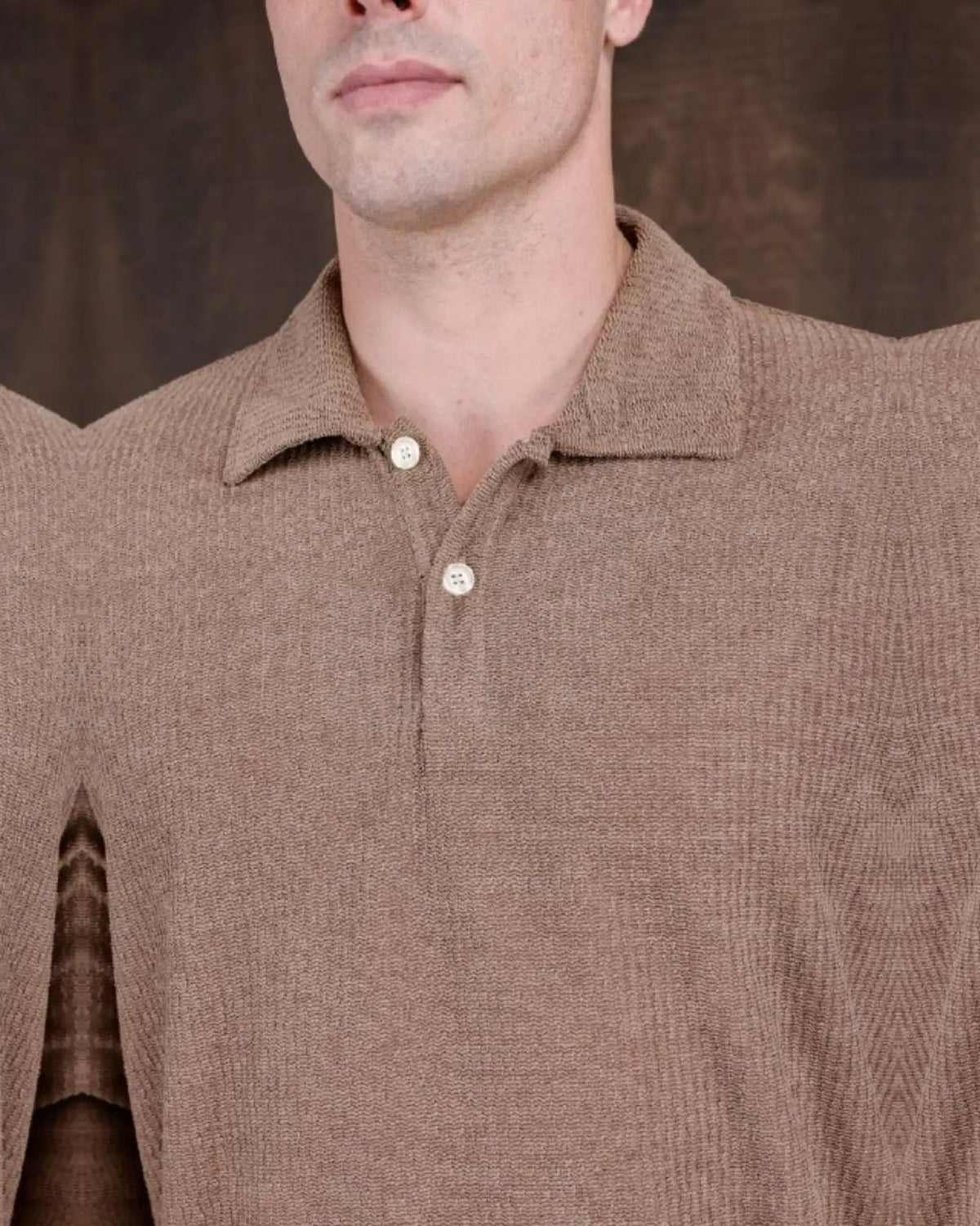 Chenille Polo Collar Sweatshirt in camel, photo 2