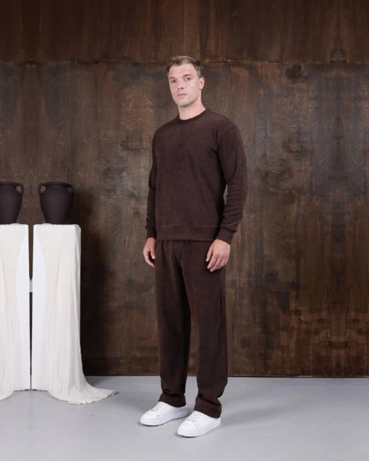 Chenille Interlock Relaxed Sweatshirt in brown, photo 1