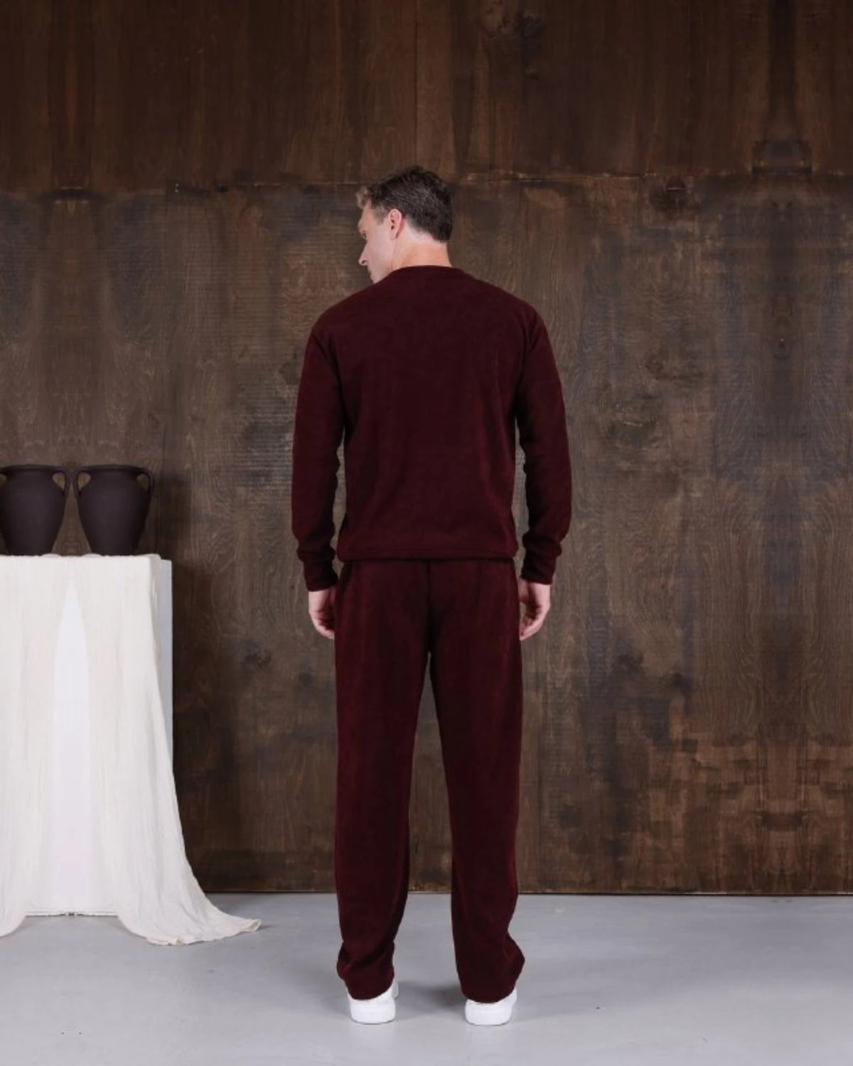 Chenille Interlock Relaxed Sweatshirt in burgundy, photo 1