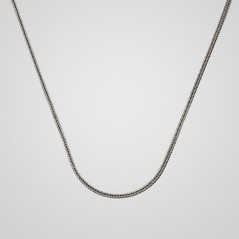Men's 2 mm 925 sterling silver foxtail chain, 55 cm