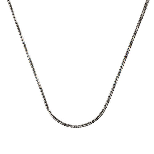 Men's 2 mm 925 sterling silver foxtail chain necklace, 60 cm, on white background