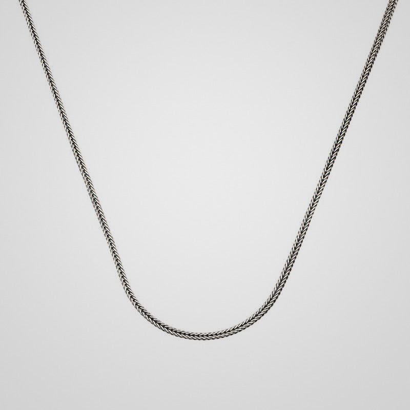 Men's 2 mm 925 sterling silver foxtail chain, 65 cm
