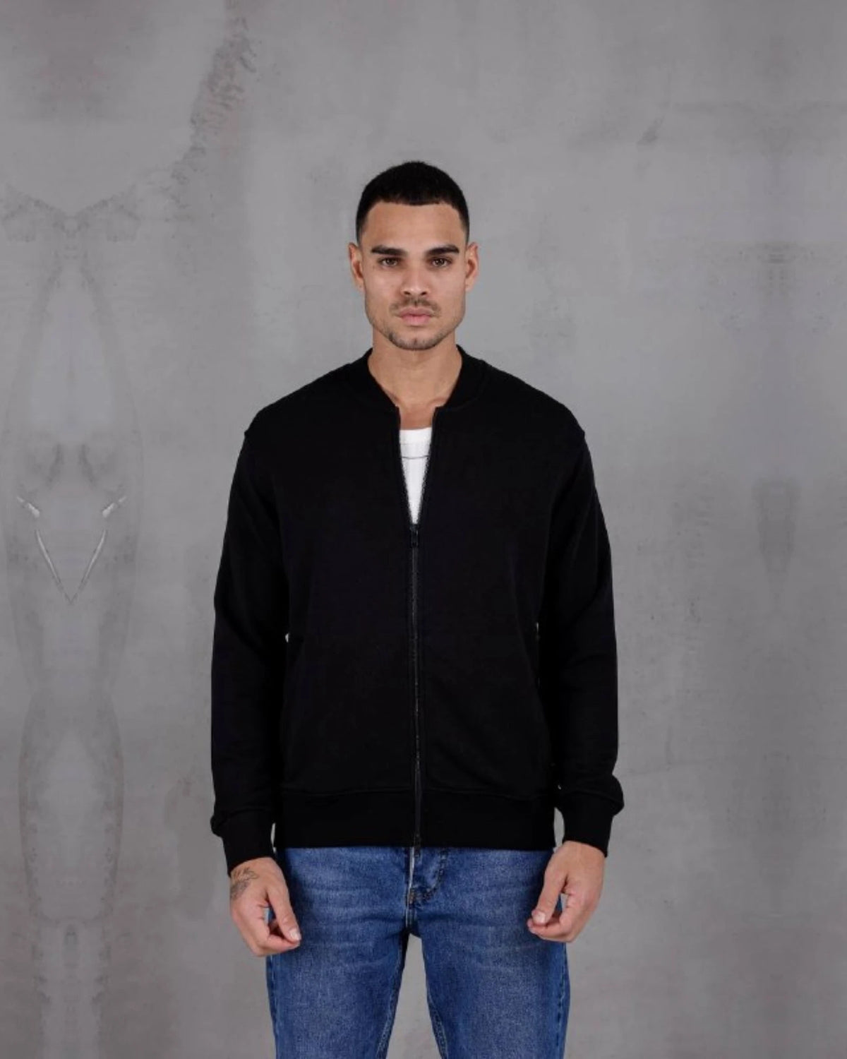 College Collar Zip Jacket in black, photo 1