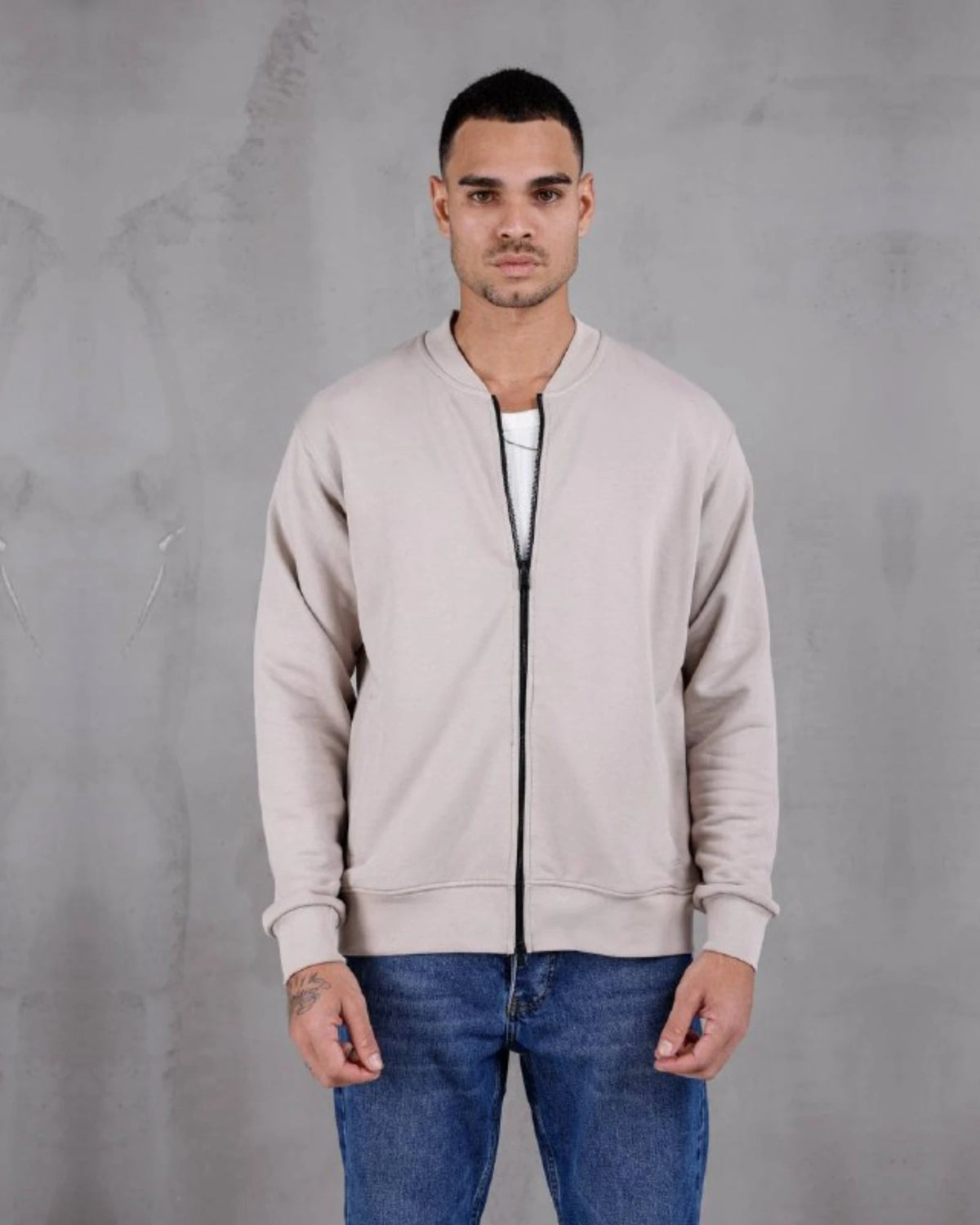 College Collar Zip Jacket in ecru, photo 1