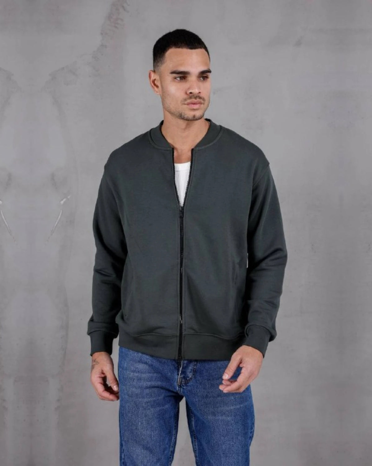 College Collar Zip Jacket in khaki, photo 1