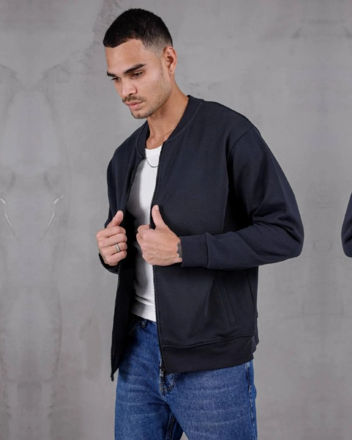 College Collar Zip Jacket in navy, photo 1
