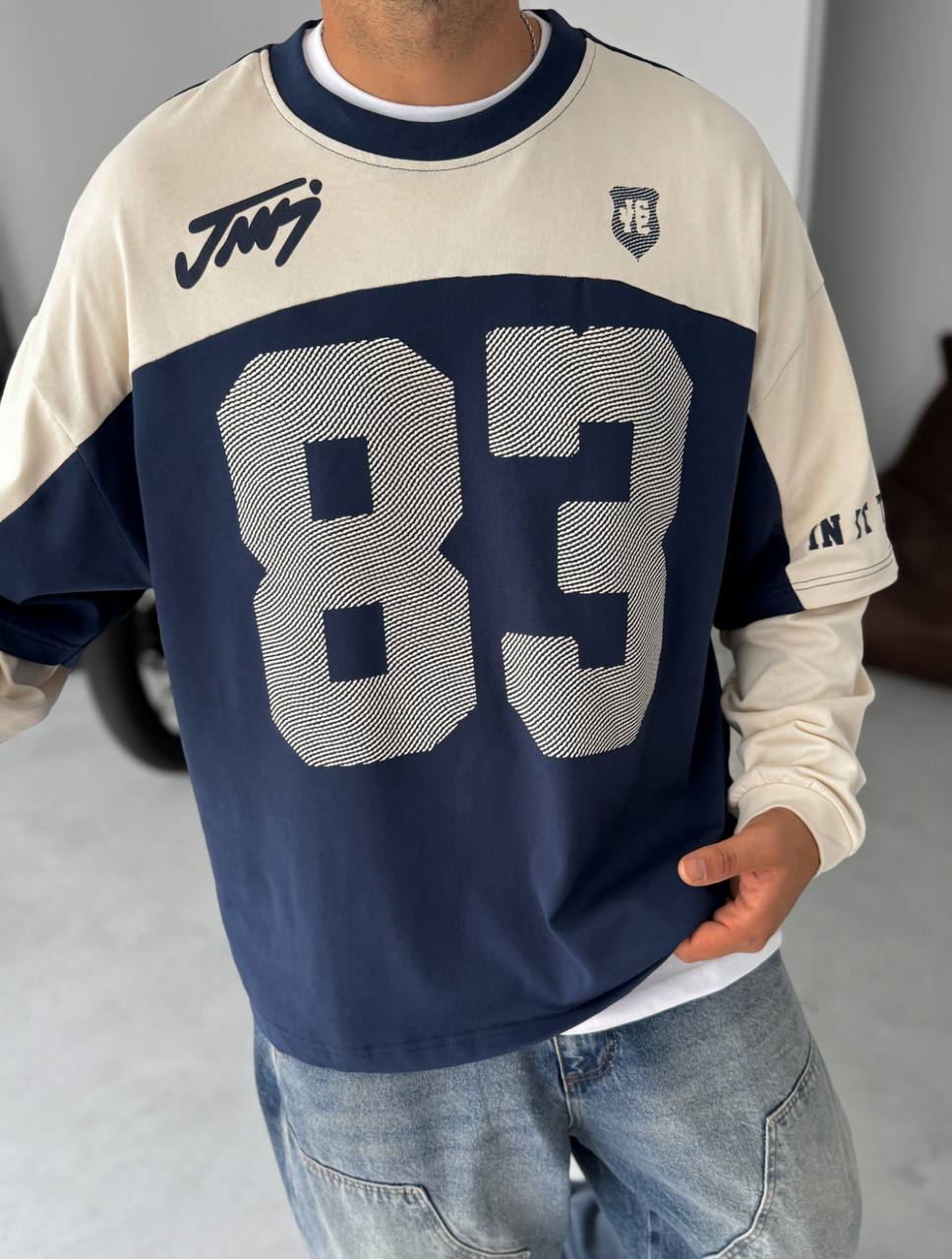 Unisex Two-Tone Collegiate Graphic Sweatshirt